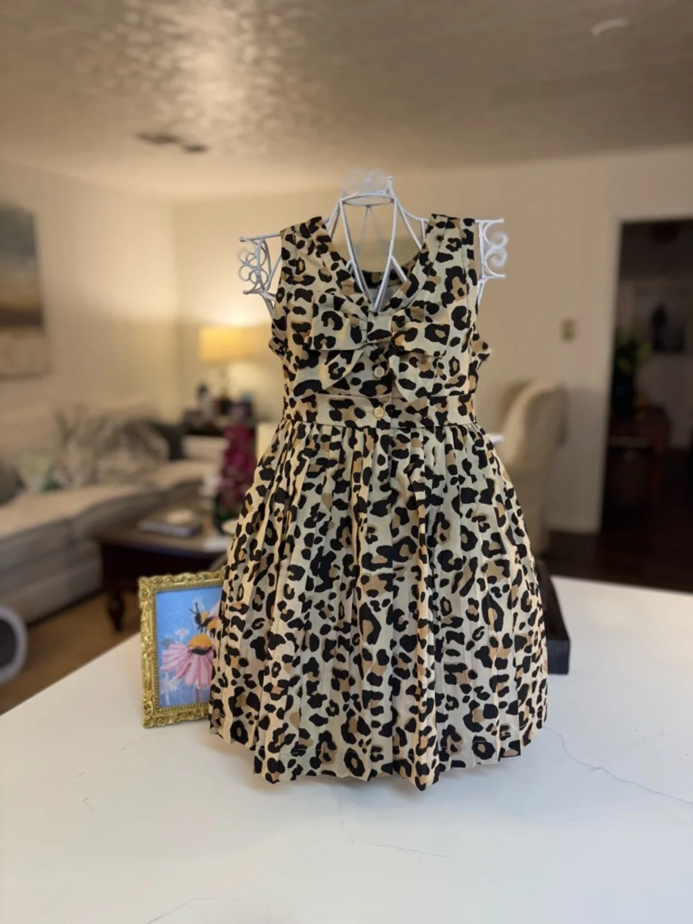 🤎🖤 JANIE AND JACK SILK PLEATED CHEETAH PRINT DRESS SIZE 2T! - Picture 4 of 11